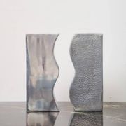 Pair of aluminium cast vases "Sea", 1970s