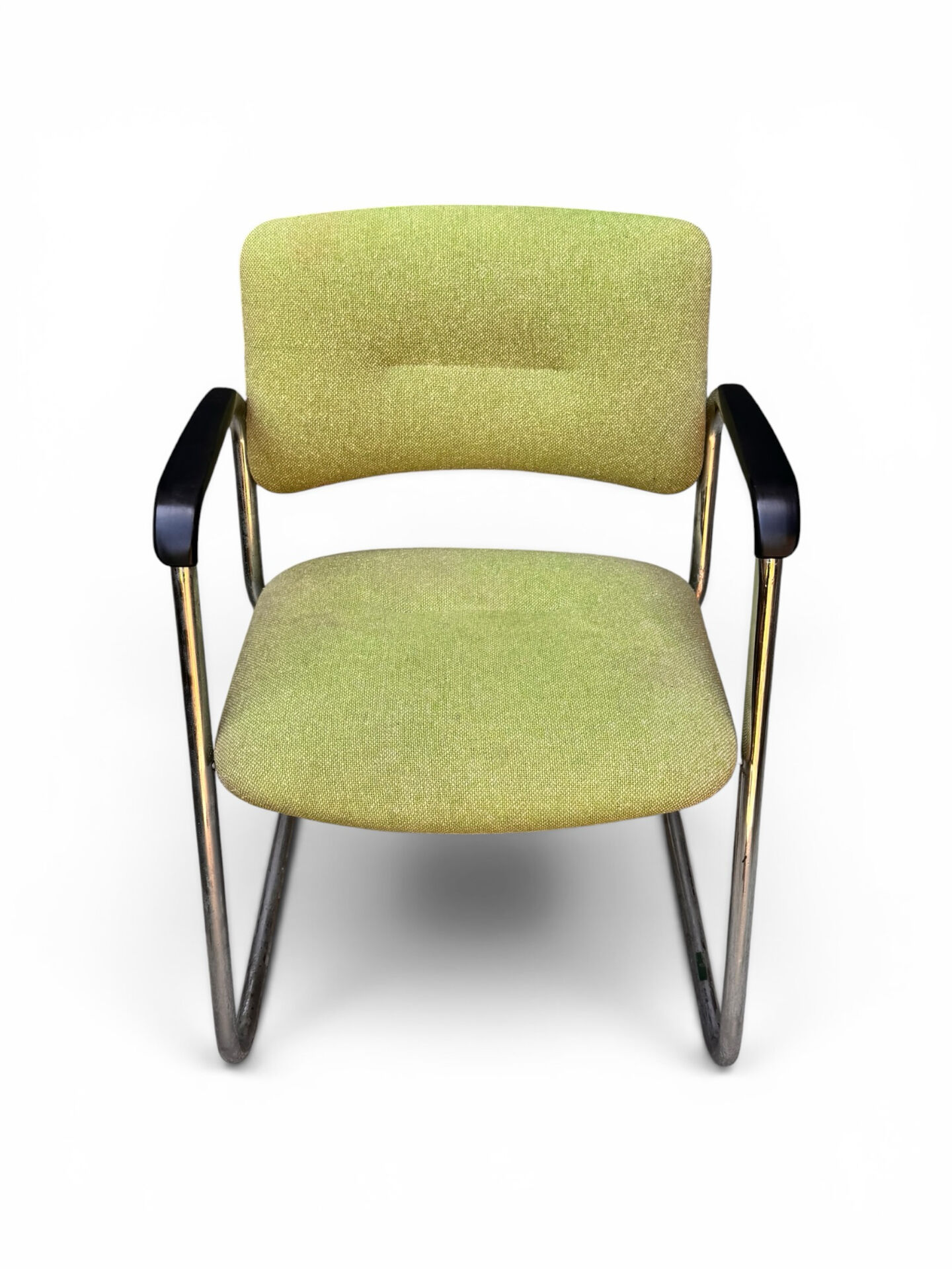 Fauteuil vintage Strafor Steelcase 421, vert chiné