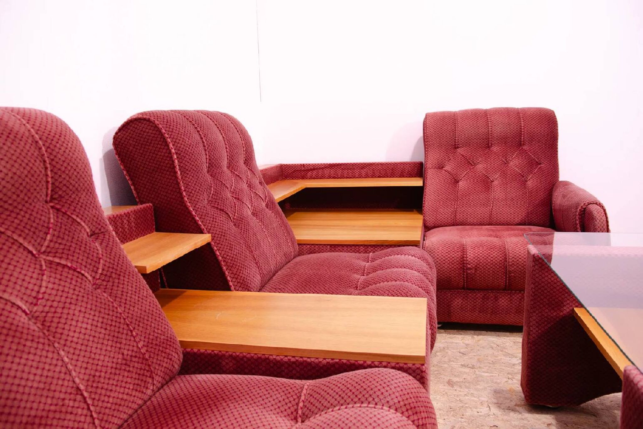 Ensemble de salon vintage de sièges du Bloc de l'Est des années 1980, Tchécoslovaquie.