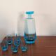 Smoky blue glass liqueur set from the 70s.