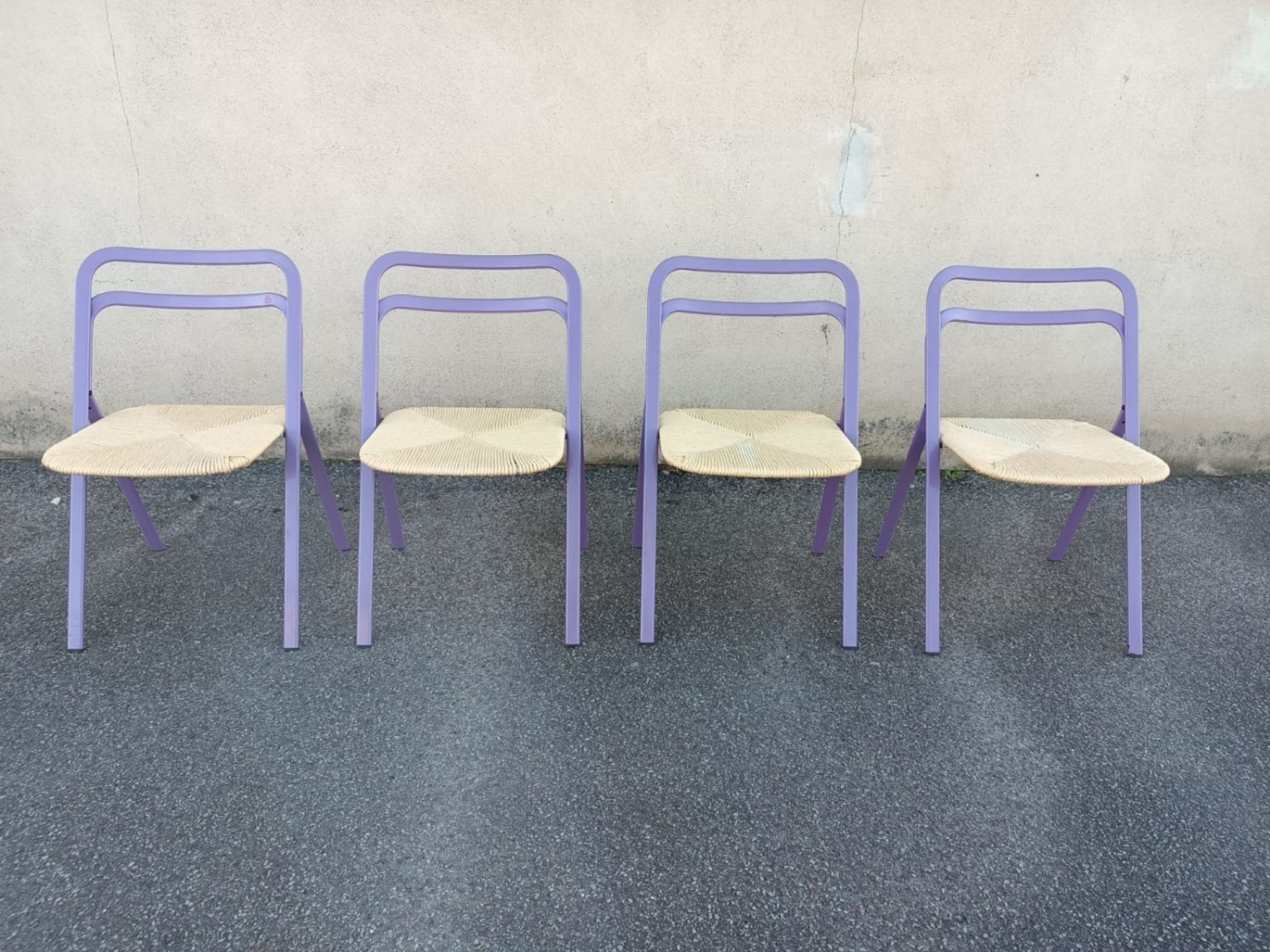 Set of 4 vintage Italian folding chairs by Giorgio Cattelan for Cidue, 1970s