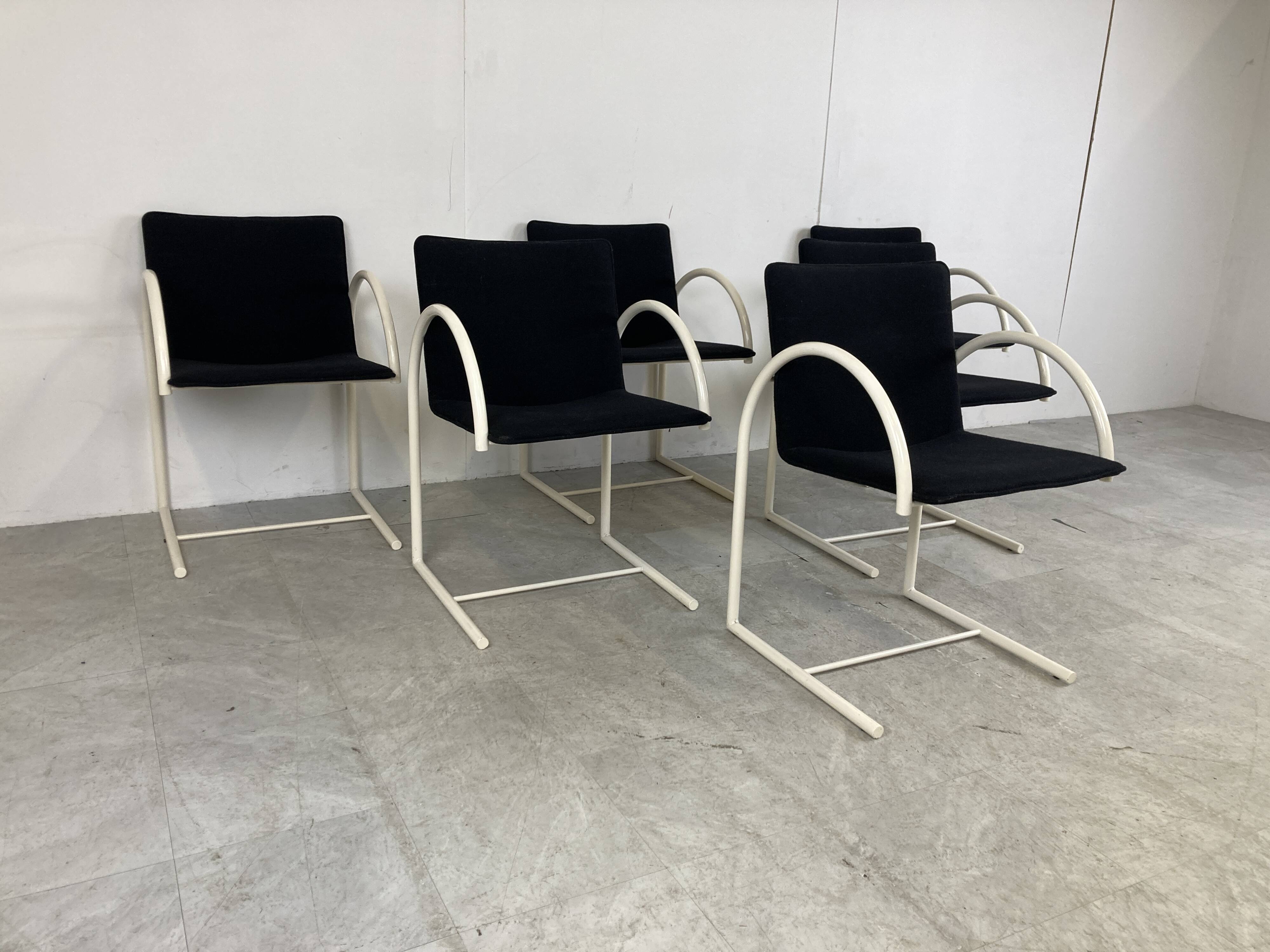 Postmodern cirkel dining chairs by Metaform, 1980s, Set of 6