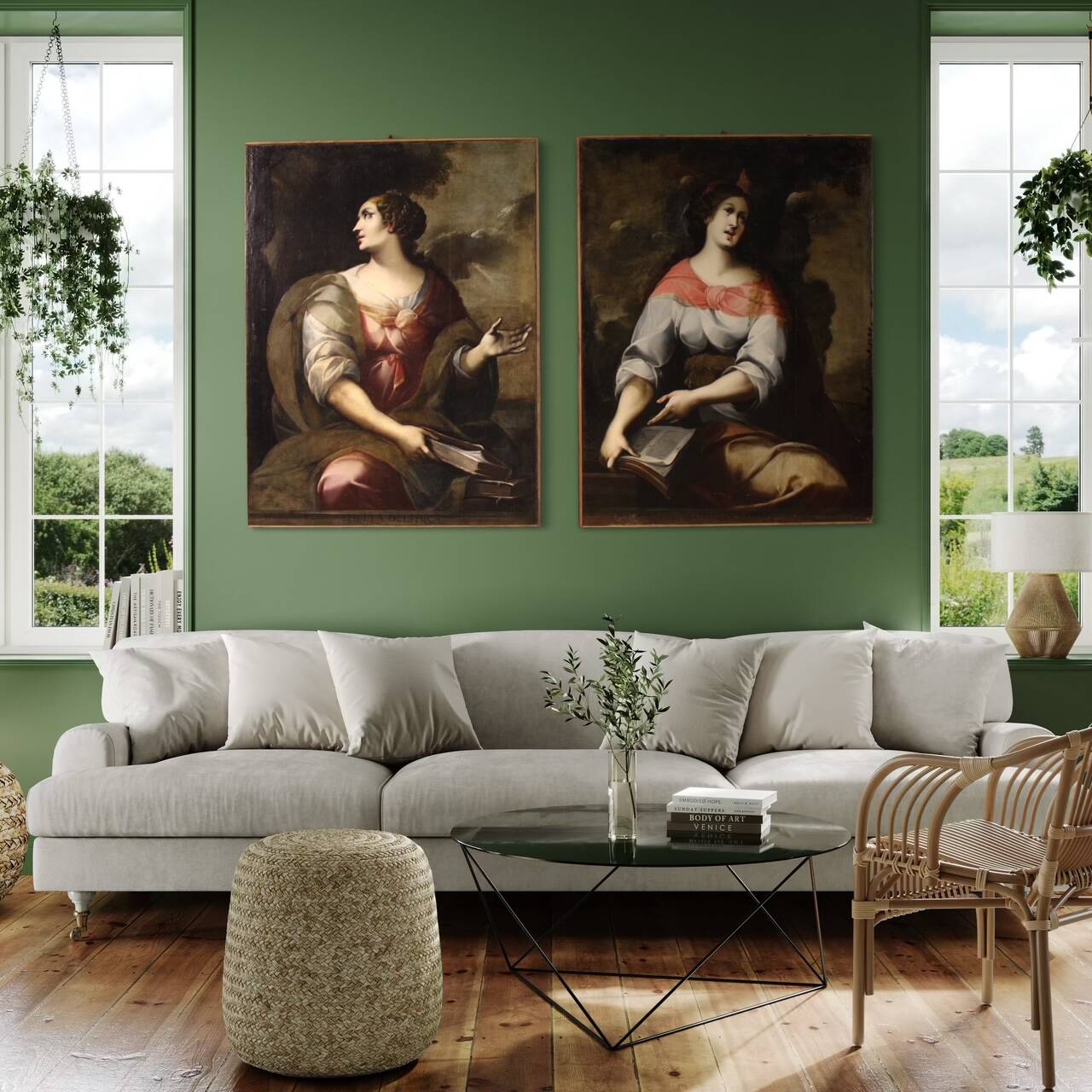 Pair of 17th century Italian paintings, Sibyls