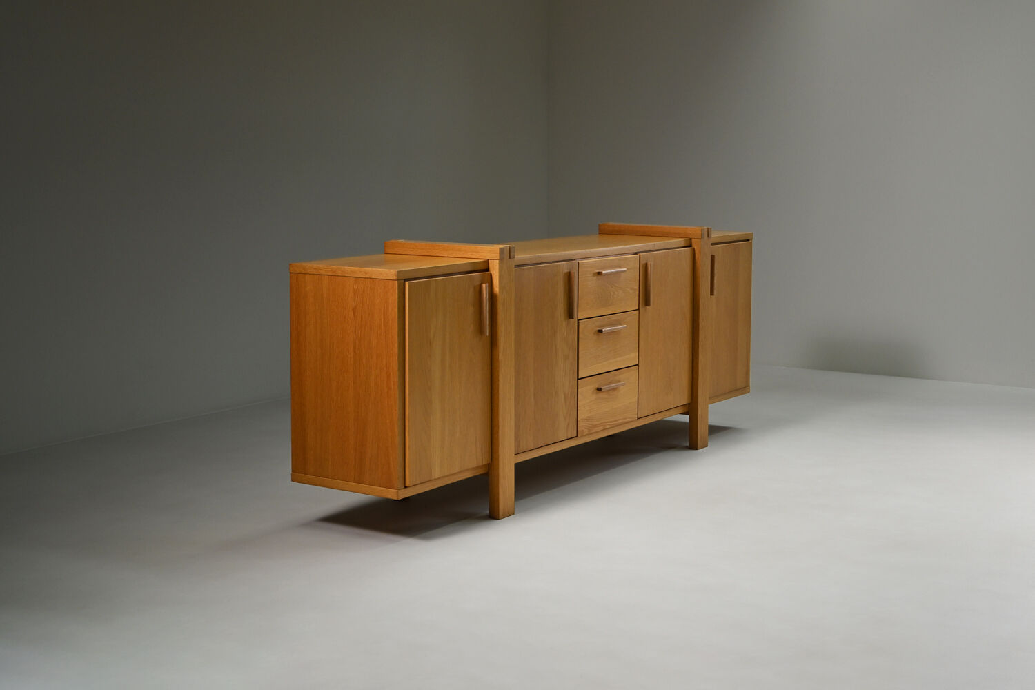 Large brustalist oak sideboard, Belgium.