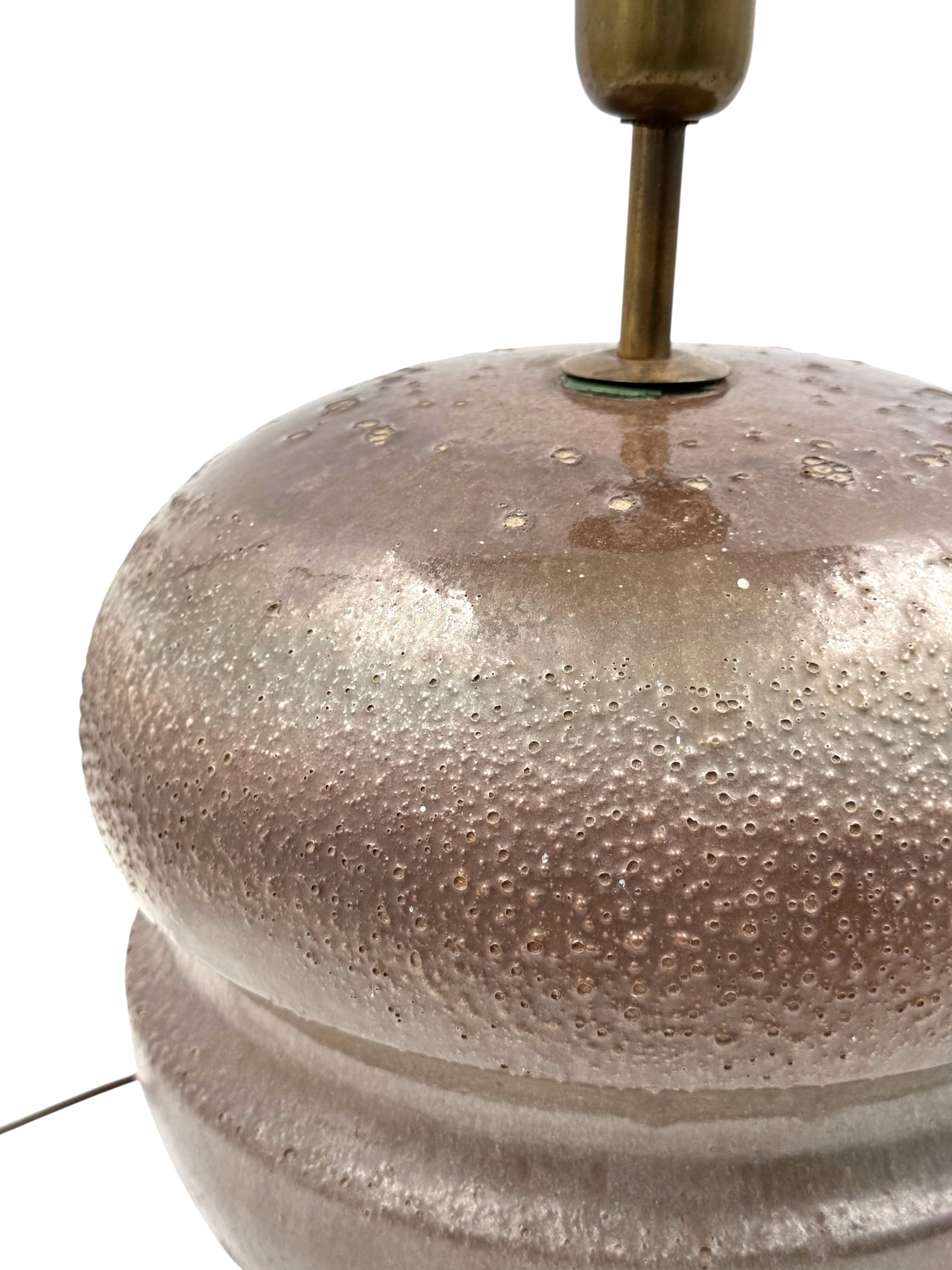 Mid-century modern brown ceramic lamp base,  France 1960s