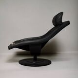 Mid-century armchair in black leather Nelo Sweden