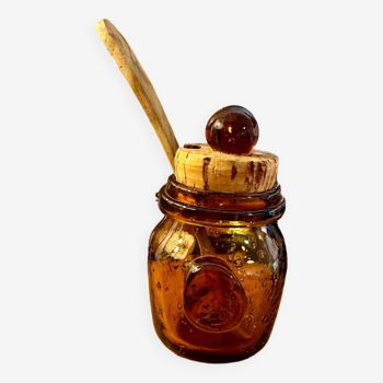 Biot bubbled glass mustard pot