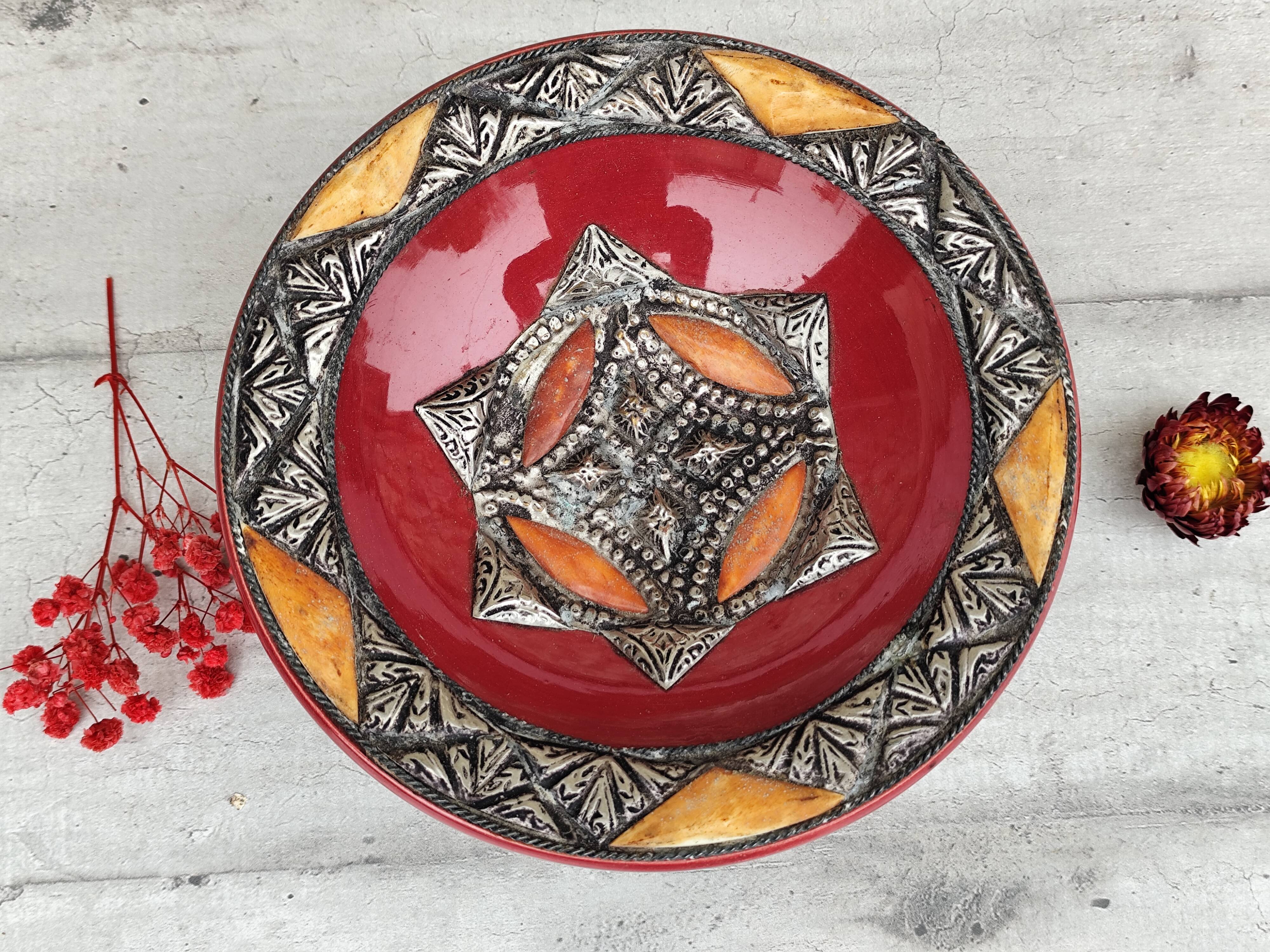Vintage Moroccan ceramic and stone dish