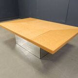 Vintage hidden bar coffee table by Paul michel in ash wood, 1970s