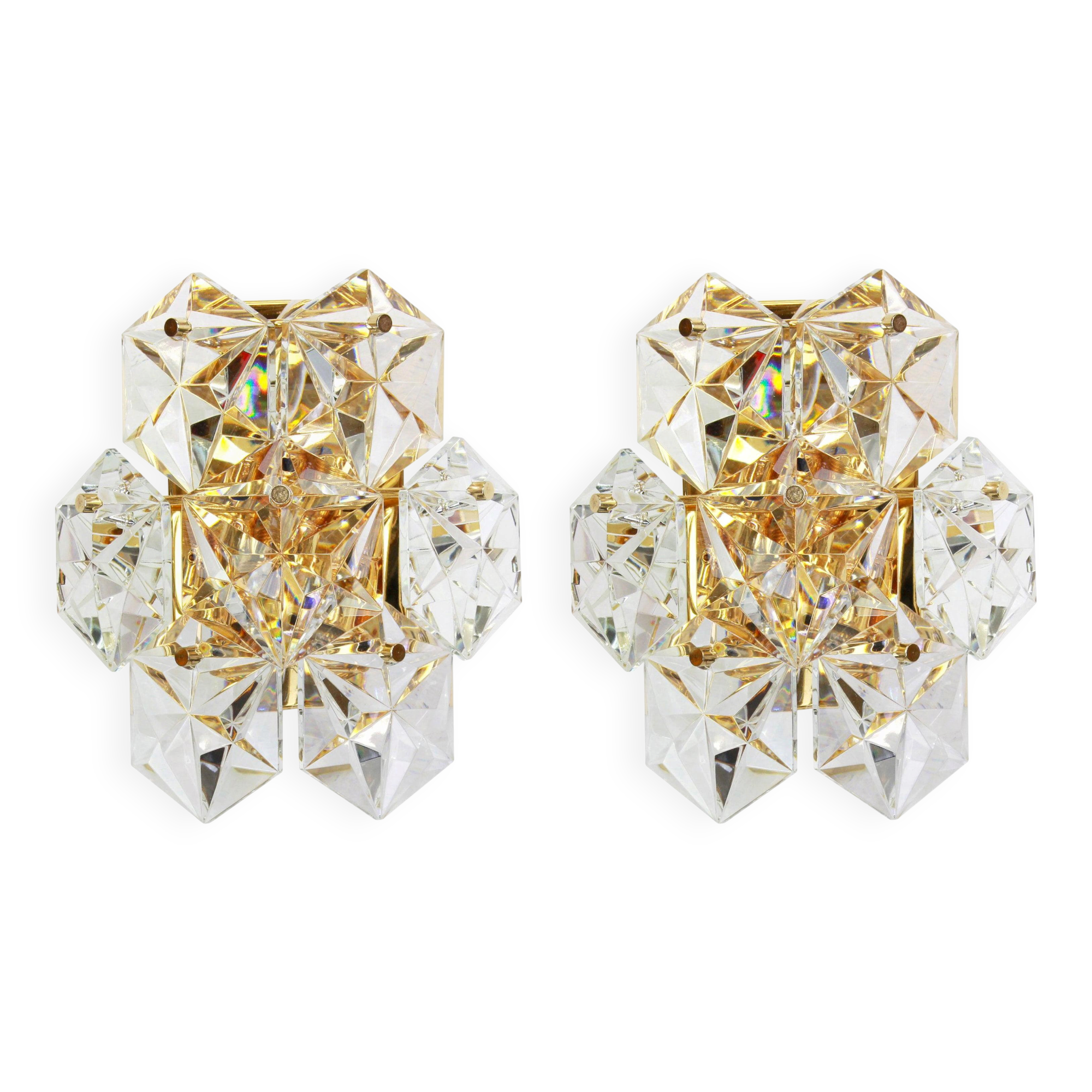 Pair of crystal wall lights by Kinkeldey, Germany, 1970s.