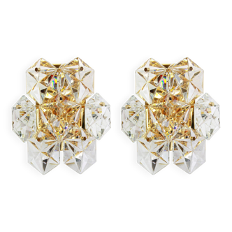 Pair of crystal wall lights by Kinkeldey, Germany, 1970s.