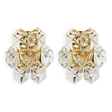 Pair of crystal wall lights by Kinkeldey, Germany, 1970s.