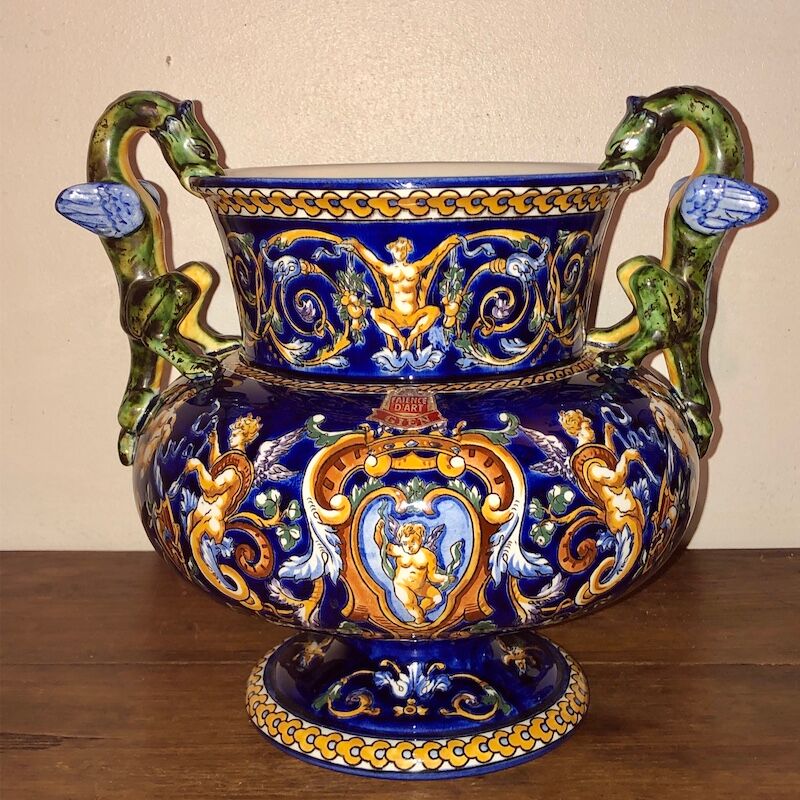 Big vase gien dragon coves blue renaissance décor