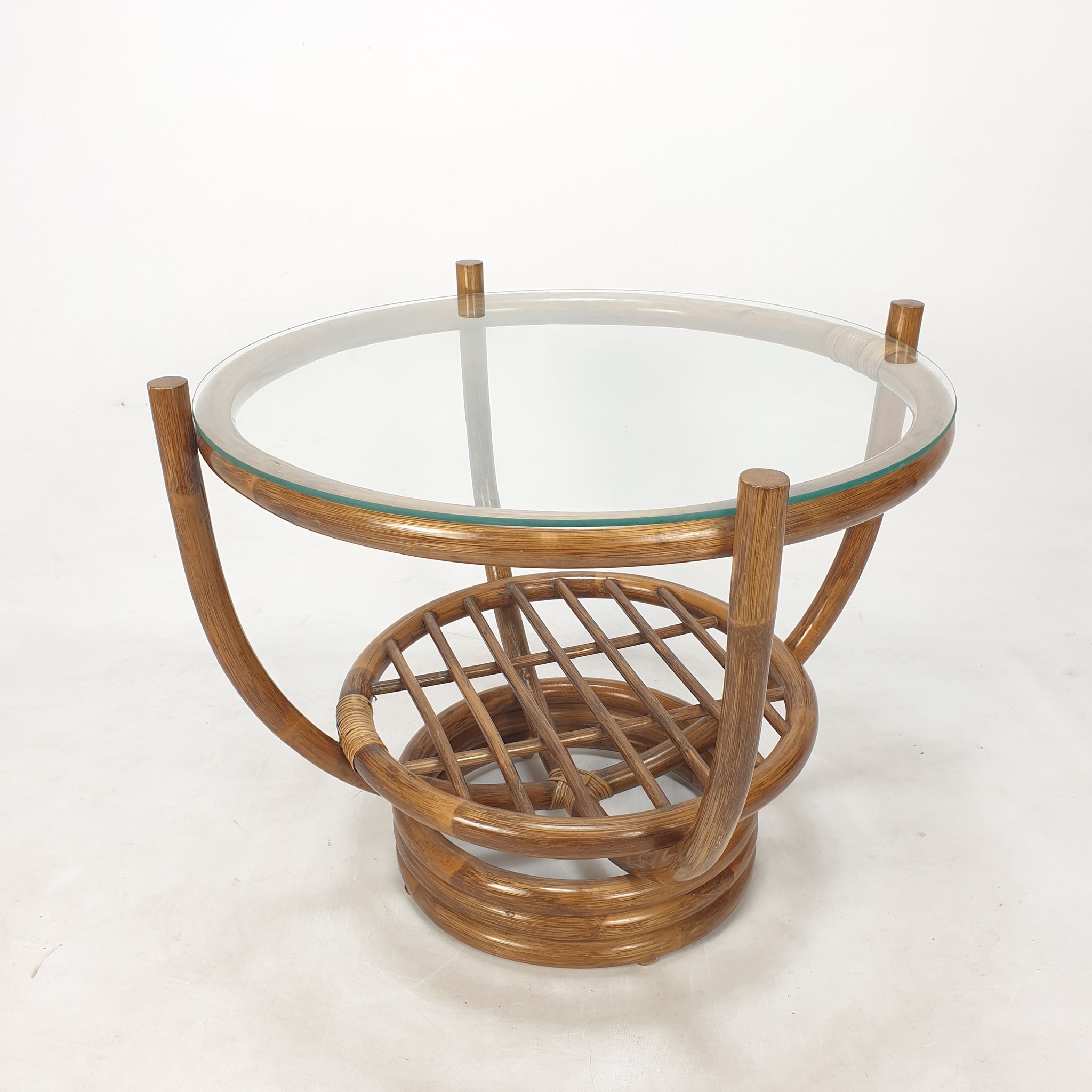 Table basse italienne en bambou, années 1980