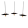 Three industrial suspensions in black enamelled sheet metal.