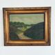 Vintage original landscape oil painting, signed countryside cottage art