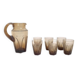 Orangeade or lemonade service Pitcher + 6 Art Deco glasses