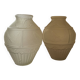 2 semi-opaque glass vases with relief bird designs.