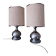 Vintage 1970s Chrome Brushed Metal Bedside Lamps Rewired Space Age