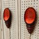 Pair of enamelled terracotta wall lights 1960.