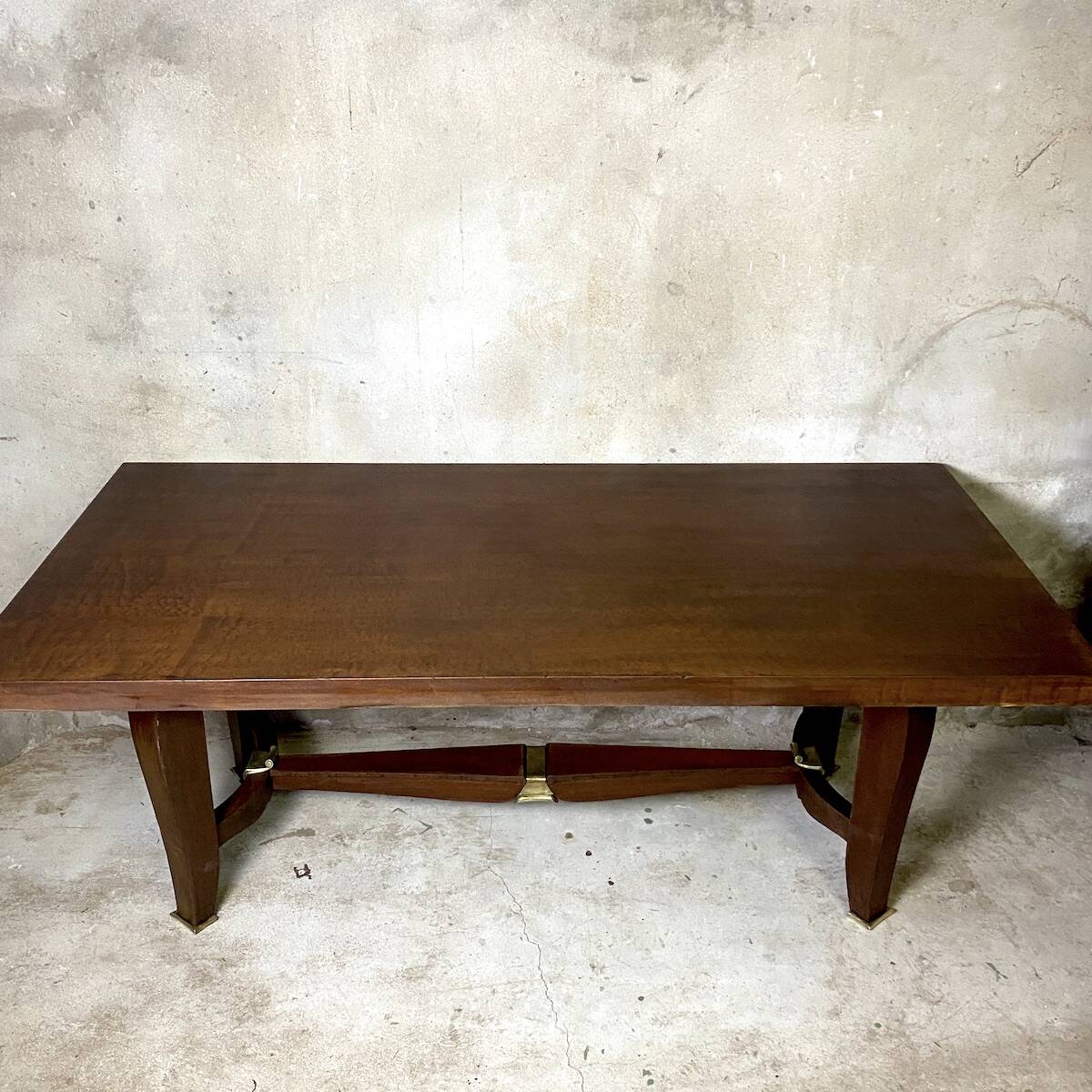 Table Art Déco 1930 en bois et laiton doré