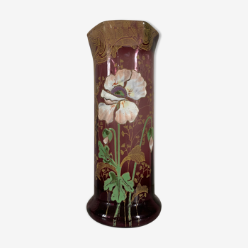 Vase Violet Emaillé in the style of François Théordore LEGRAS, Art Nouveau, circa 1920