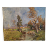 Paysage de campagne signé