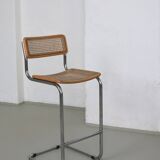 Tabouret de bar en rotin tubulaire style Marcel Breuer | Italie | Années 1970