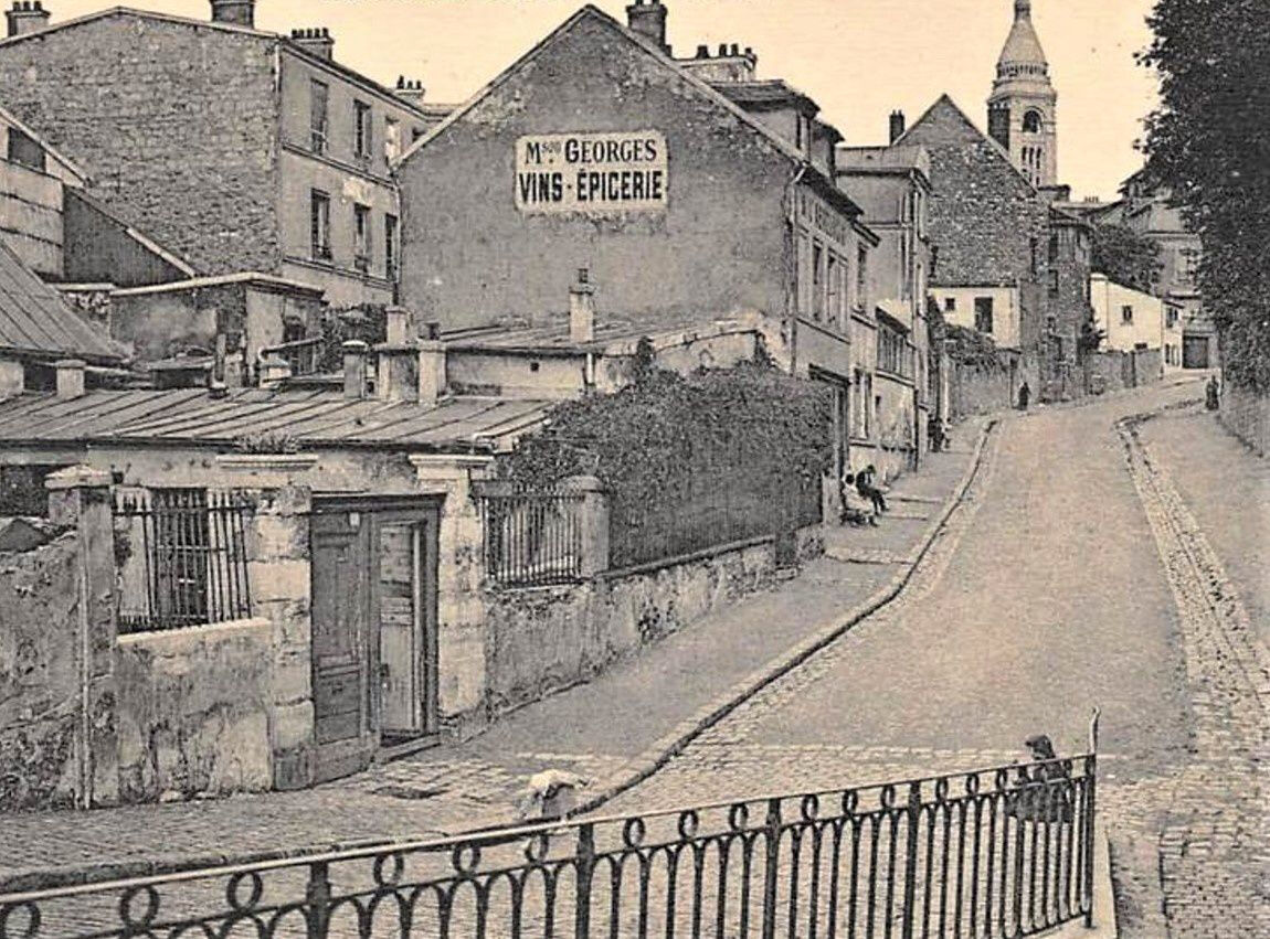 Table HST L'Abreuvoir café de Montmartre Paris 1950 signed C. Fontagne