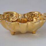 Fabbrica Ferniani Faenza plateau de poche 36,5 cm coquille en majolique, doré, 1800