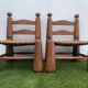 Pair of antique low fire chairs made of wood and straw
