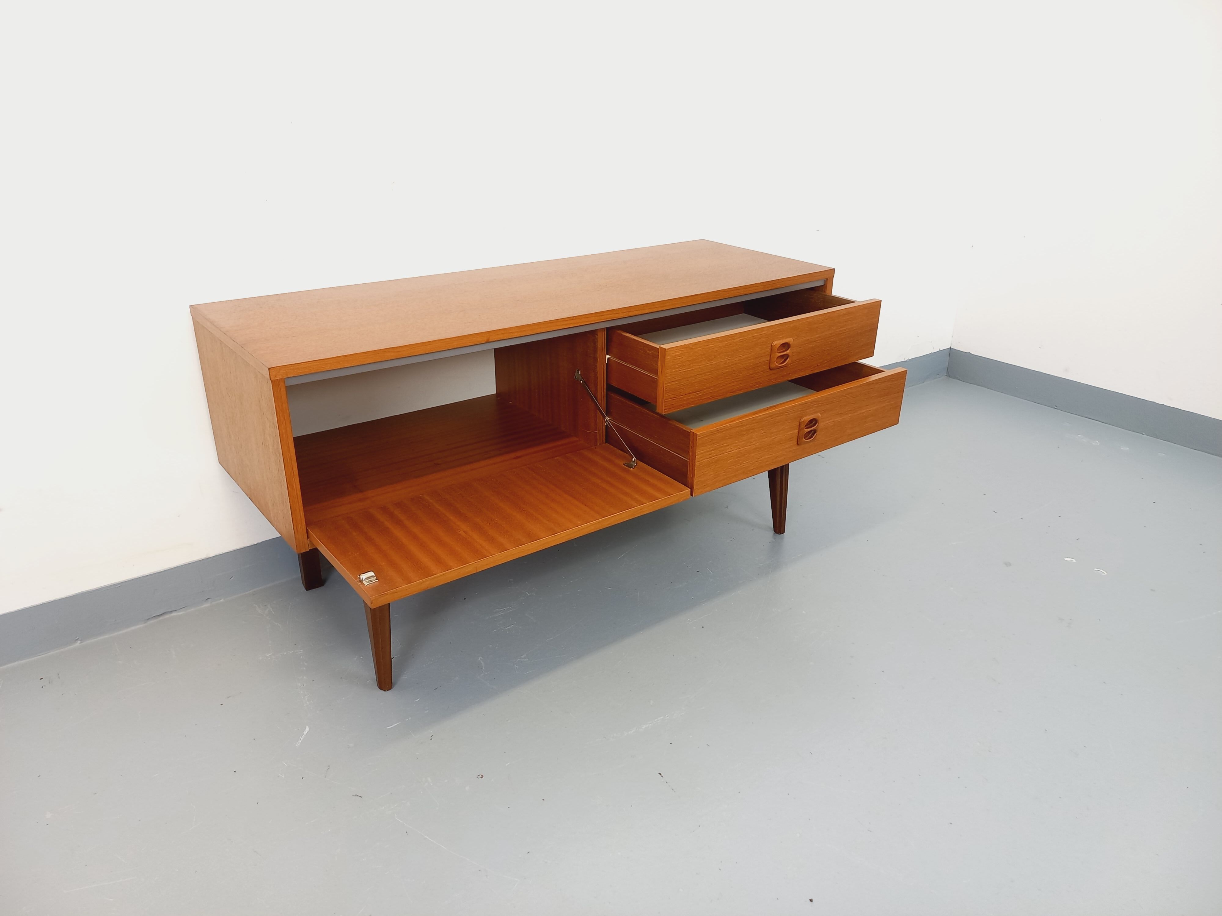 Small vintage Scandinavian teak sideboard from the 1960s.