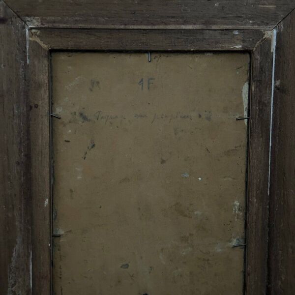 Huile sur carton par Paul Faugier paysage bord de rivière avec peupliers