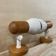 Pair of wall lights in pine and white metal 1980