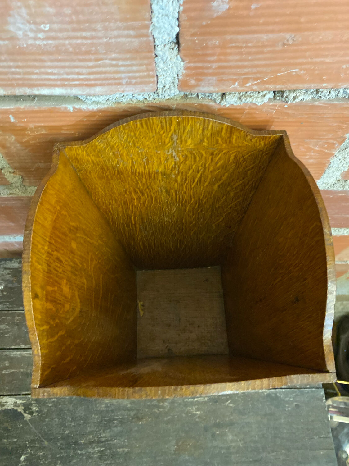 Vintage Wooden Trapezoid Umbrella Stand Basket #D867