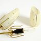 Beautiful Mid-Century brass wall lamp with painted glass shade