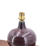 Purple ceramic lamp, silk lampshade, 70s