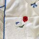 Antique hand-embroidered and braided tablecloth "poppies & cornflowers" - Linen - 107x107 cm