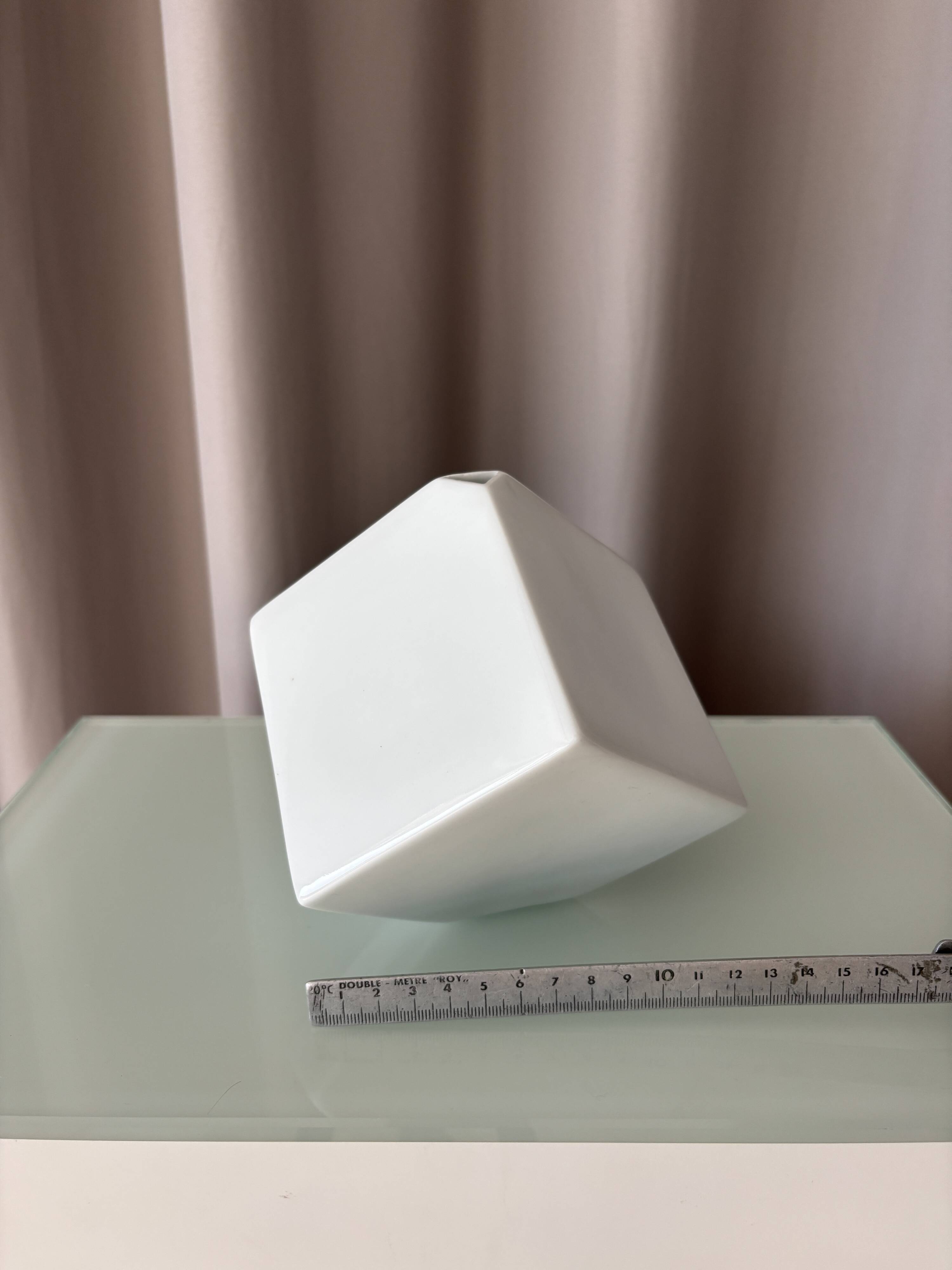 Vintage Jingdezhen Porcelain Bud Vase | White Geometric Minimalist Vase