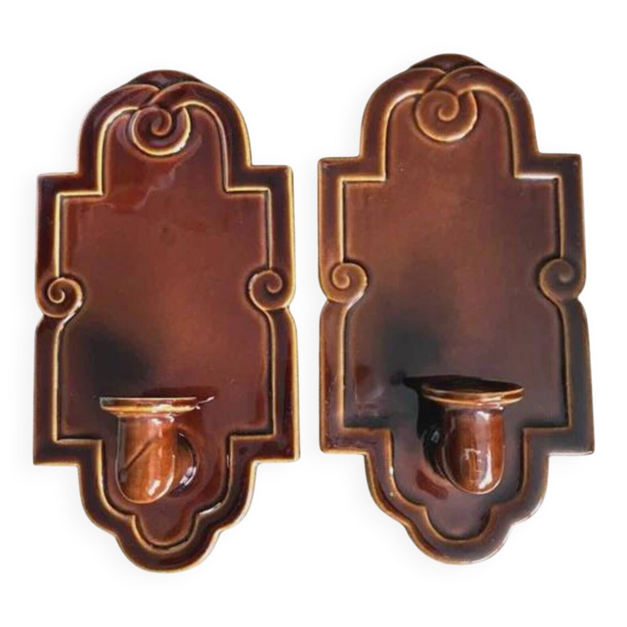 Vintage Margareta Hennix Ceramic Pair Wall Candle Sconces for Gustavsberg