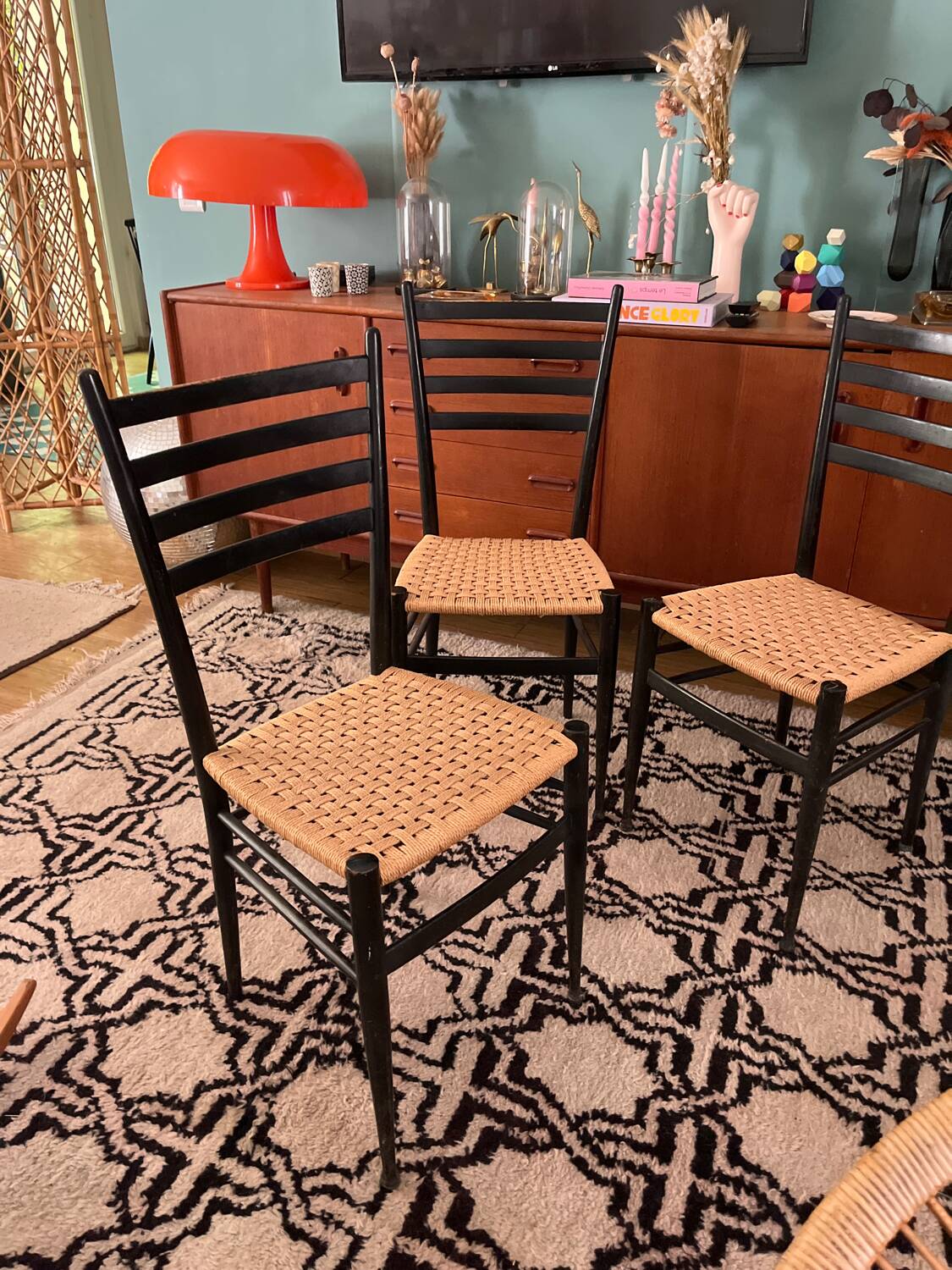 Set of 3 Spinetto Chiavari chairs from the 50s