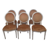 Set of 6 Louis XVI style mediallon chairs