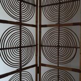 Peacock screen in rattan and bamboo