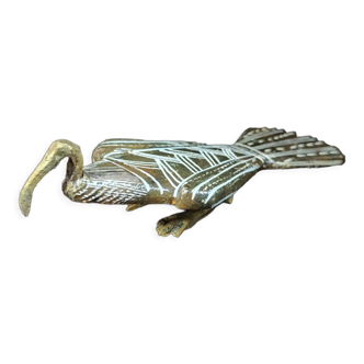 Egyptian ibis in soap stone and brass