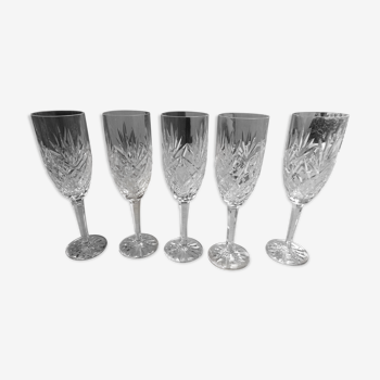 5 flutes a champagne en cristal Saint louis modele chantilly