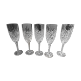 5 Champagne Flutes In Crystal Saint Louis Model Chantilly