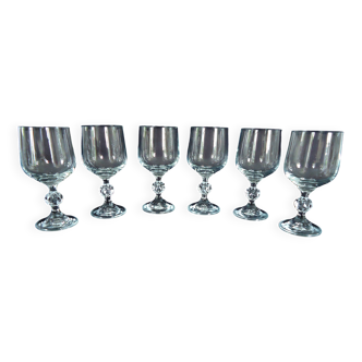 Bohemian crystal water glasses, foot with faceted ball