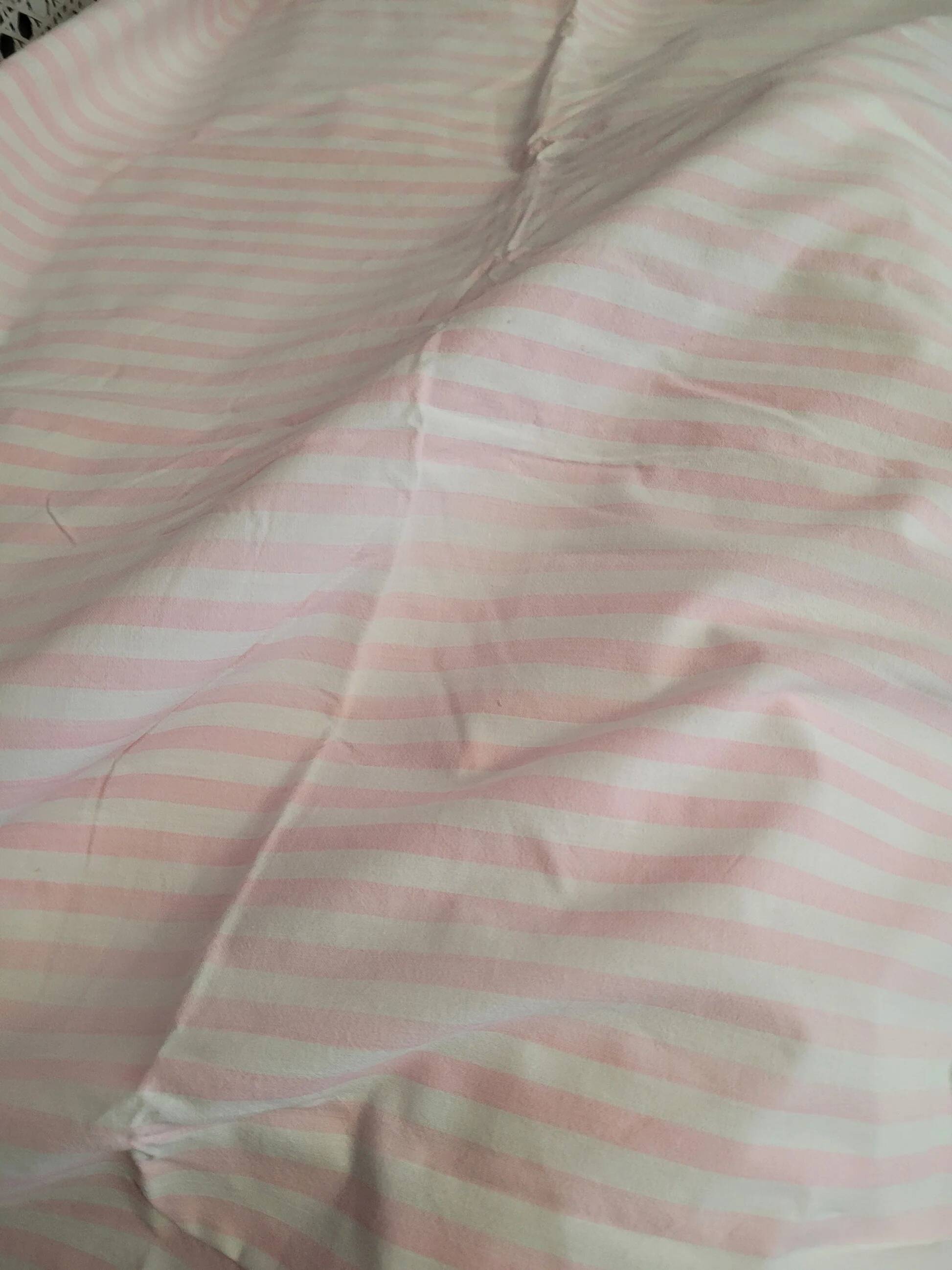 Antique sheet, piece of fabric, 260x170cm, pink and white stripes