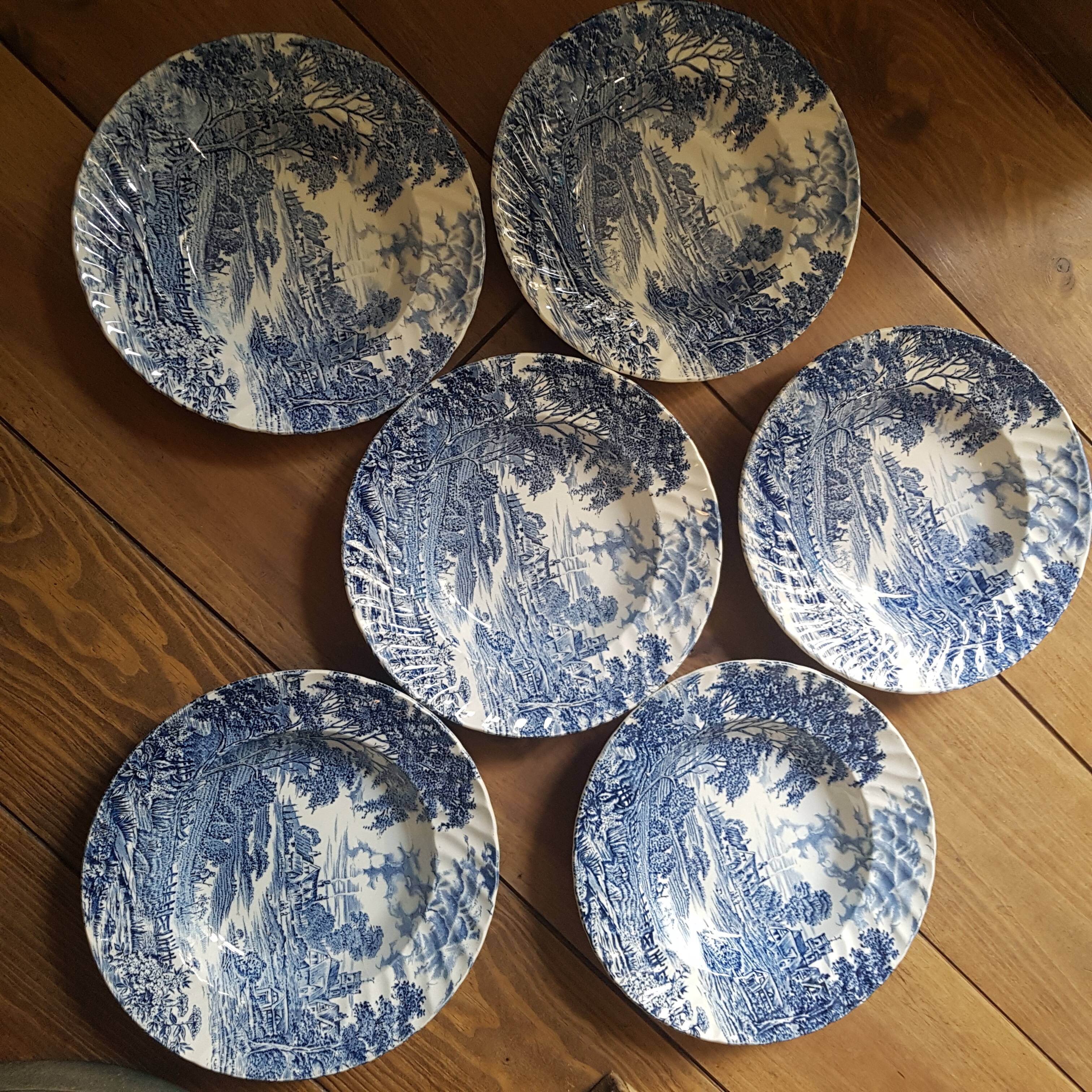Hollow plate English porcelain set of 6