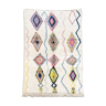 Tapis berbère marocain azilal écru à motifs et losanges colorés 244x161cm